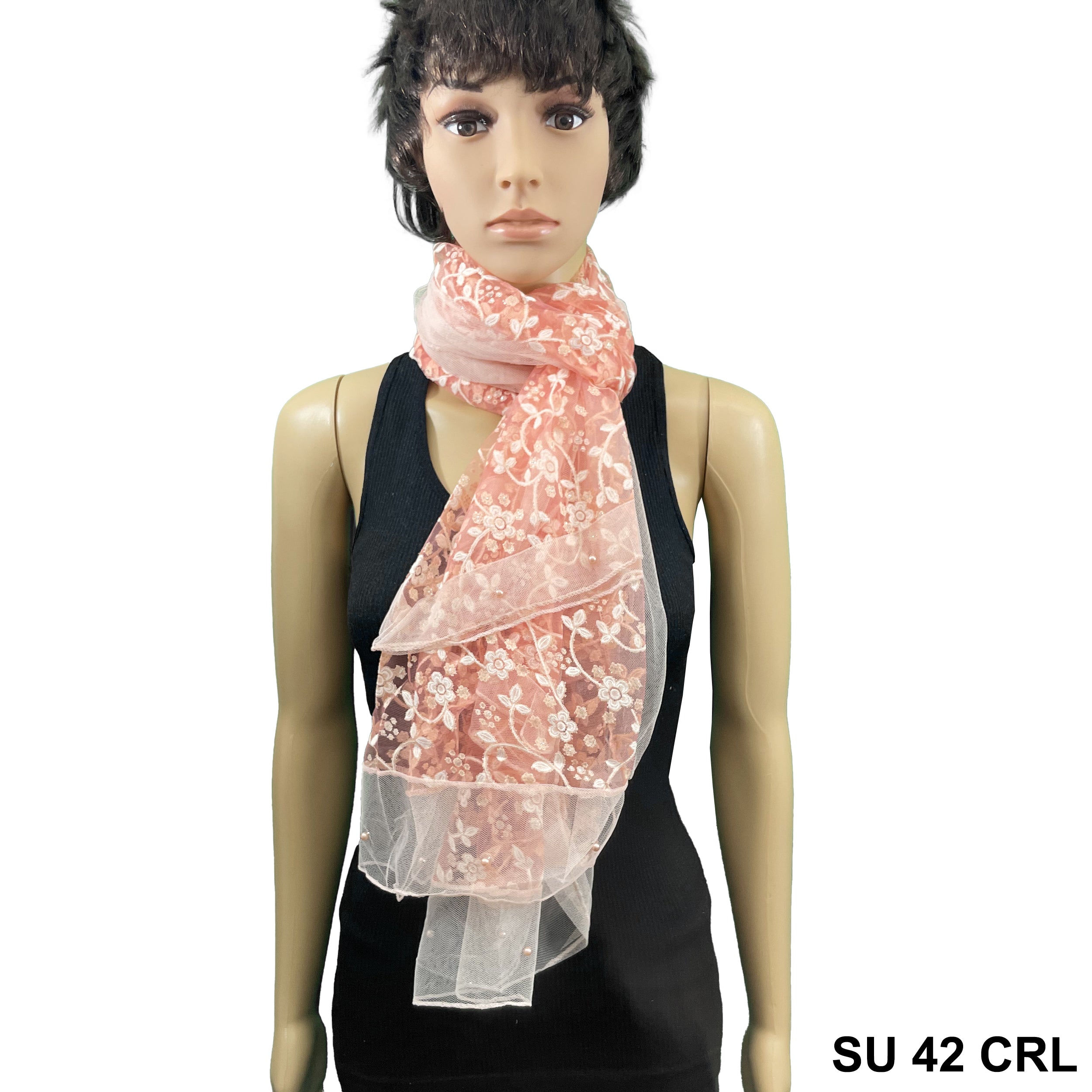 Lace Scarf With Pearls SU 42 CRL