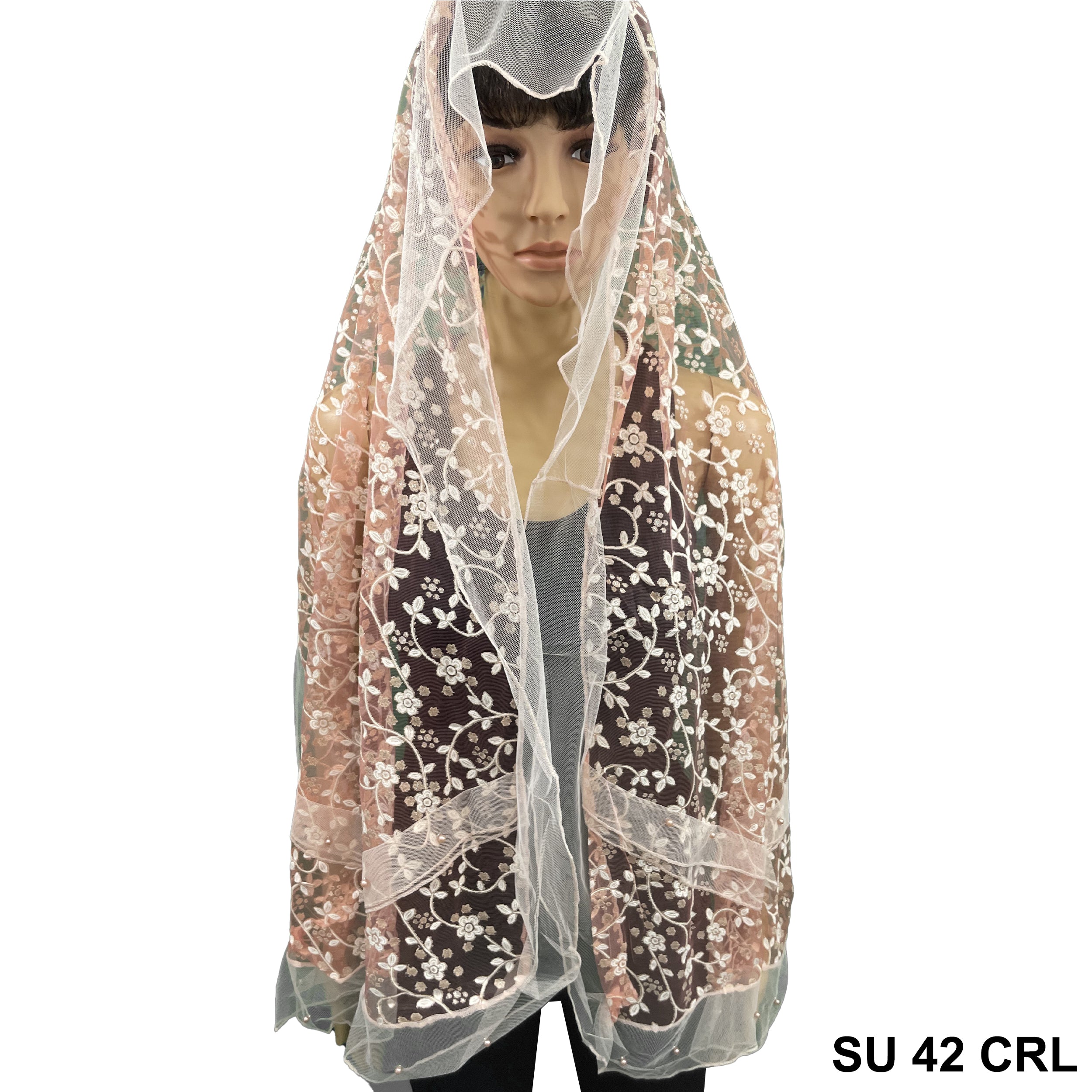 Lace Scarf With Pearls SU 42 CRL