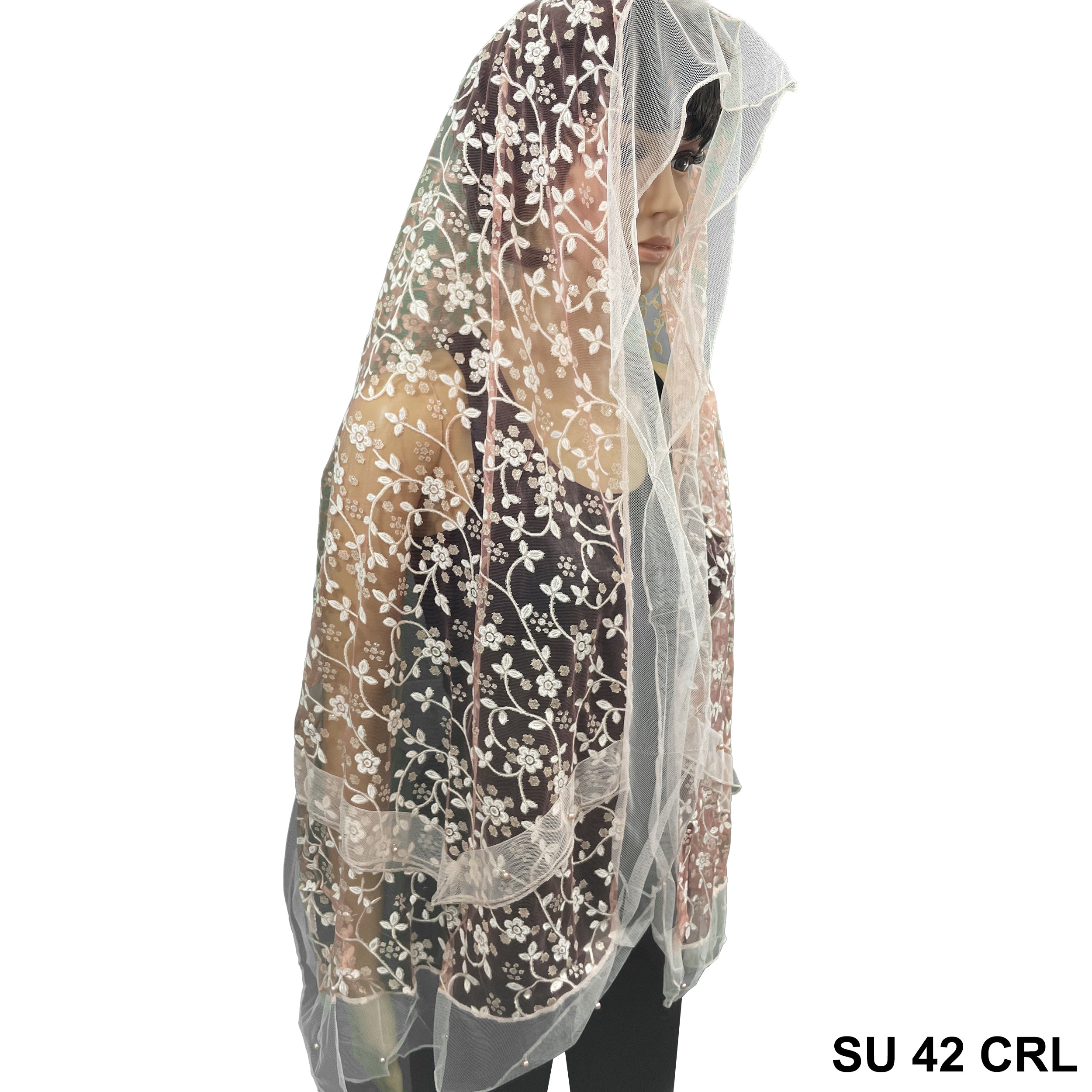 Lace Scarf With Pearls SU 42 CRL