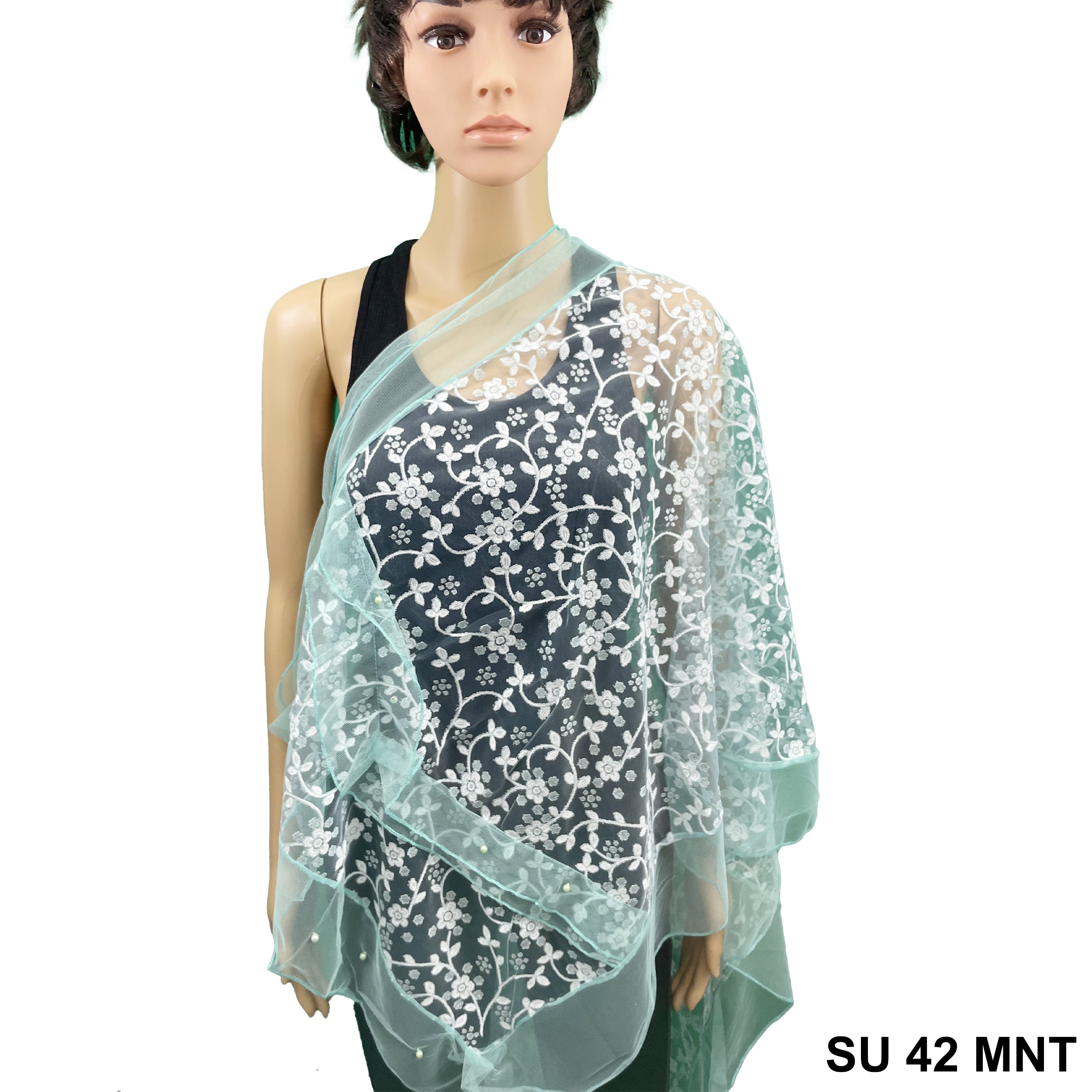 Lace Scarf With Pearls SU 42 MNT