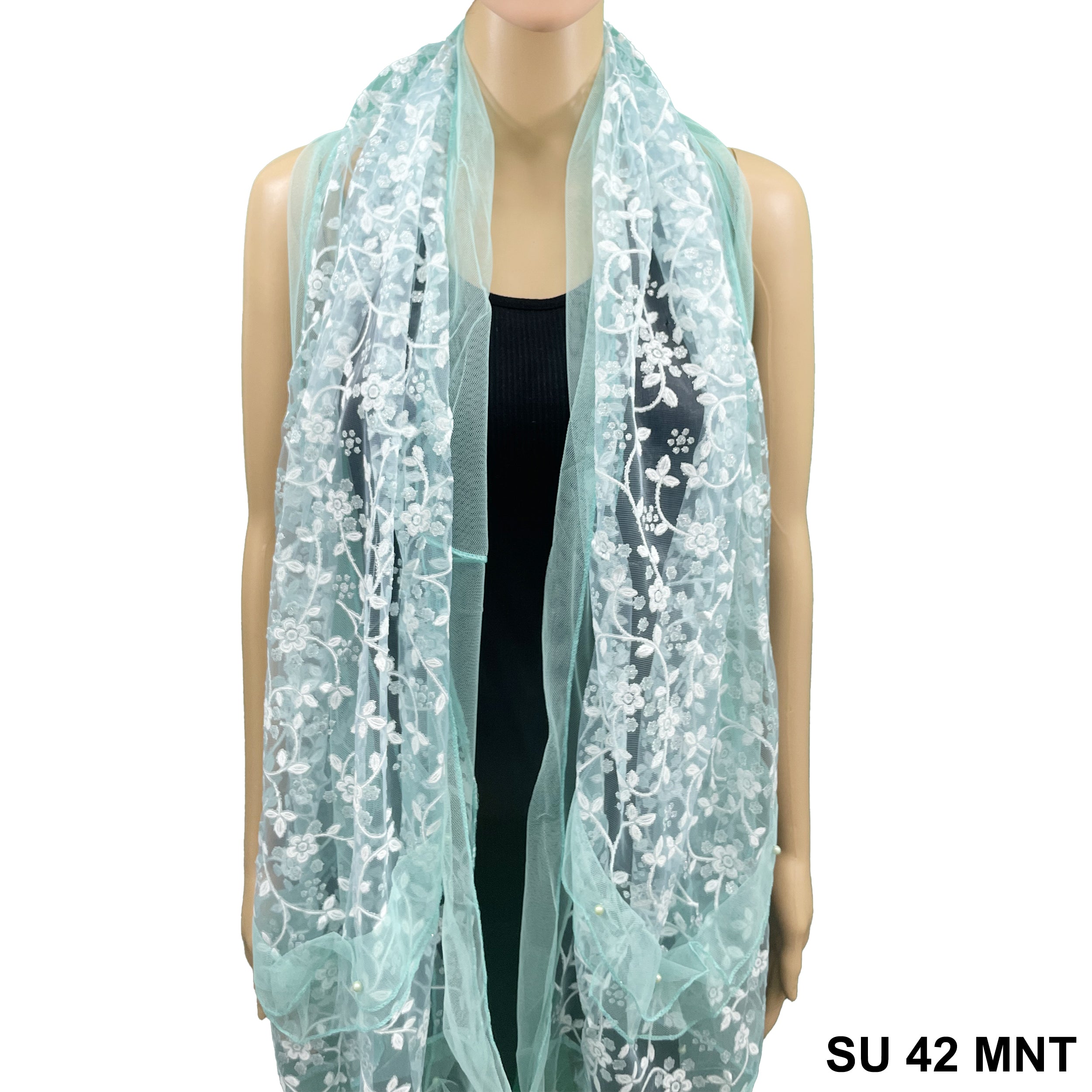 Lace Scarf With Pearls SU 42 MNT