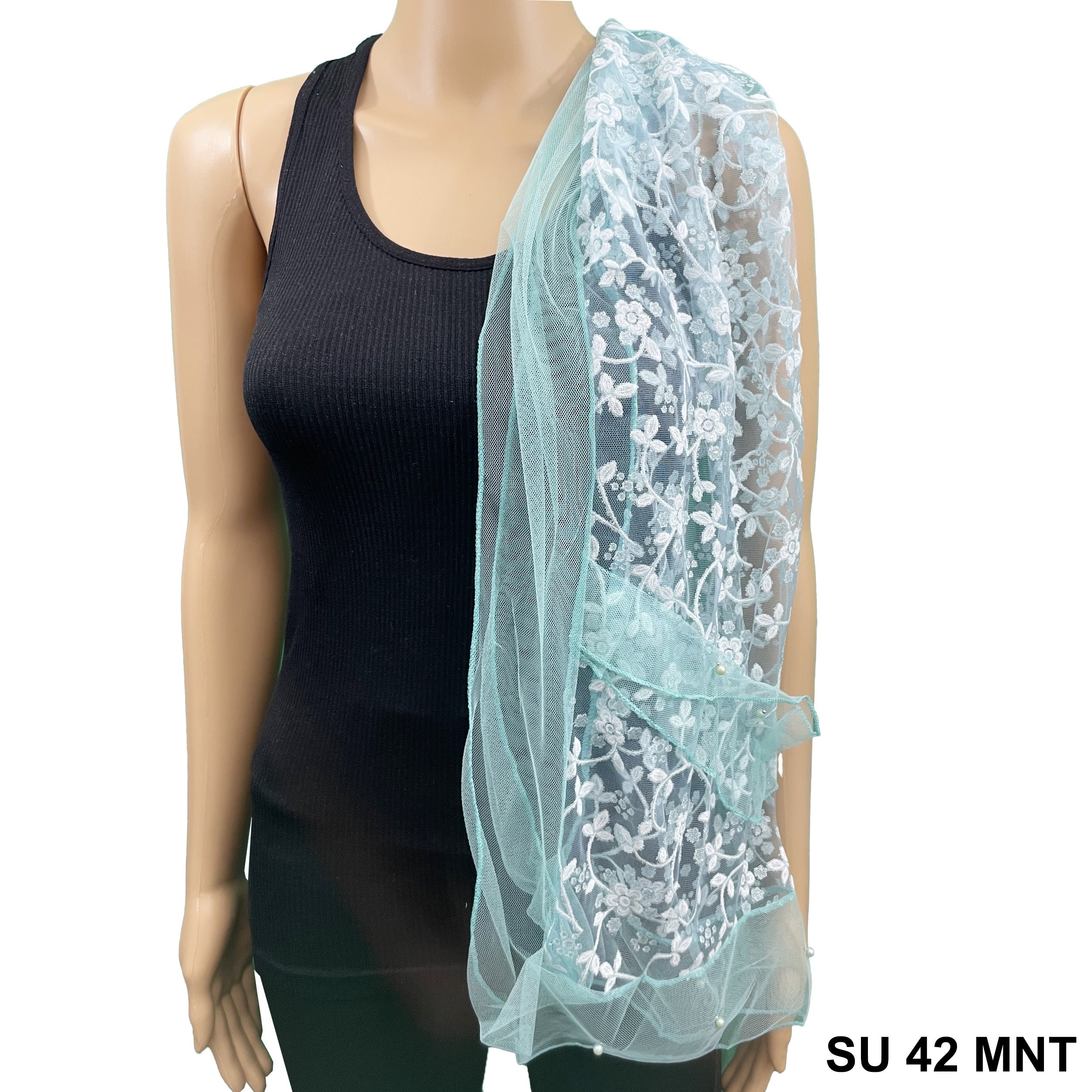 Lace Scarf With Pearls SU 42 MNT