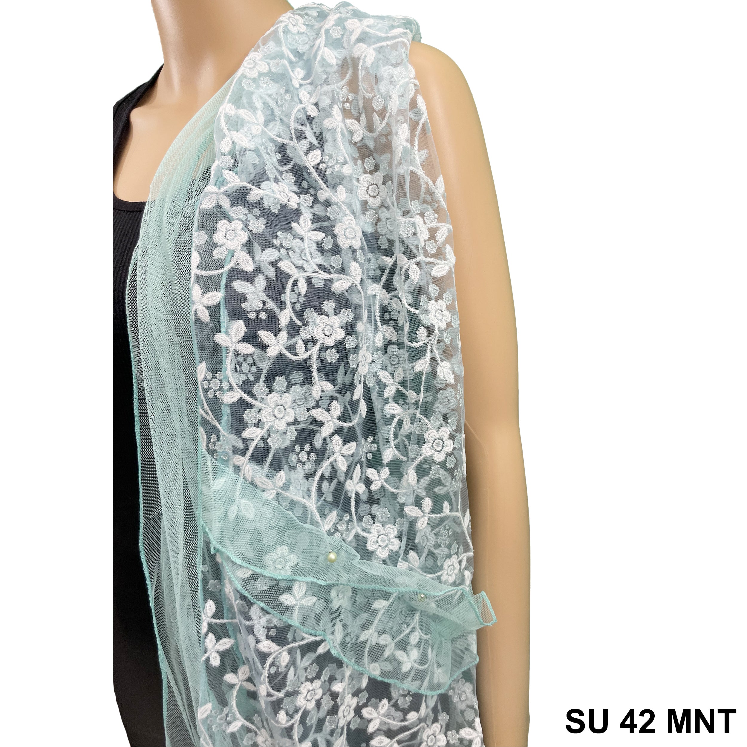 Lace Scarf With Pearls SU 42 MNT