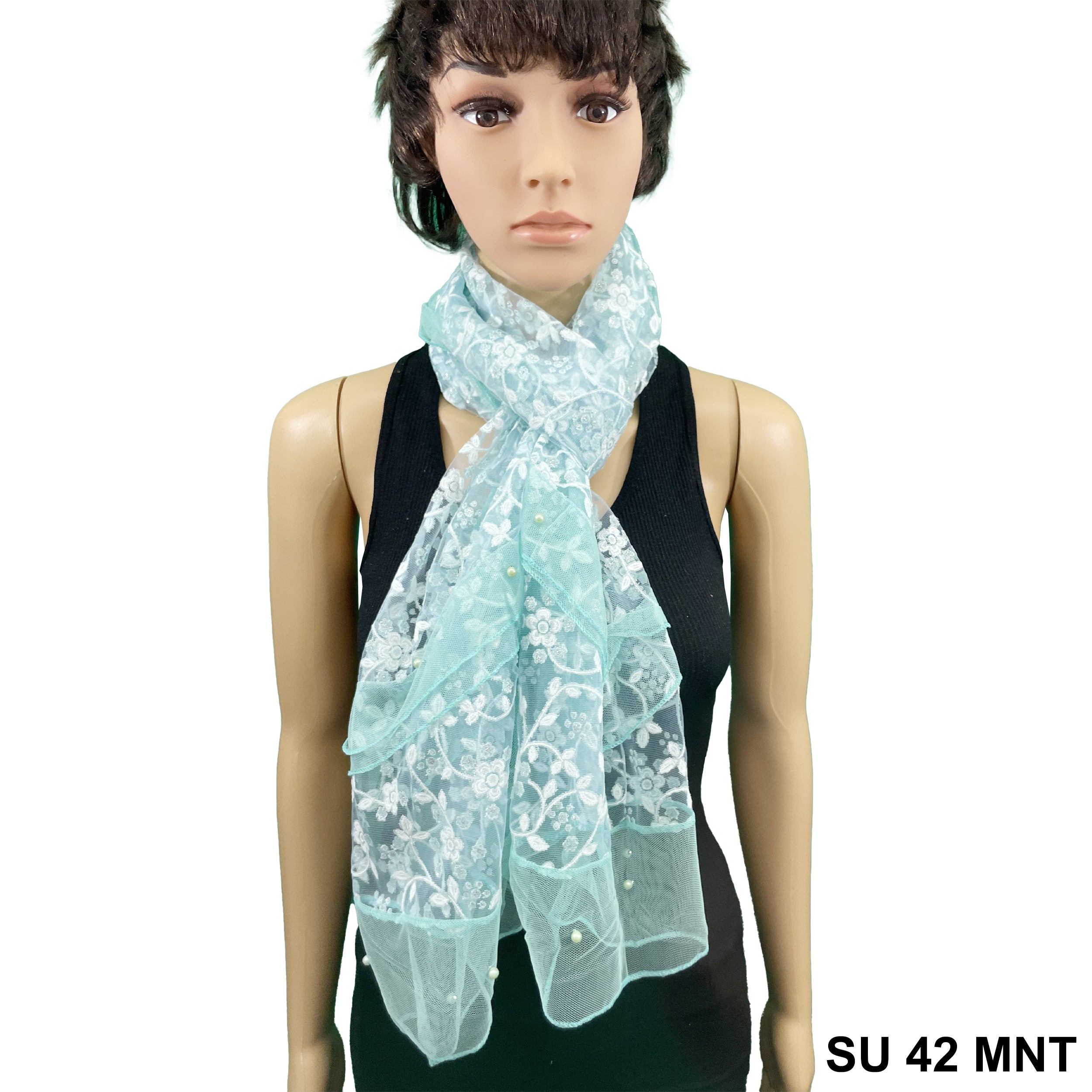 Lace Scarf With Pearls SU 42 MNT