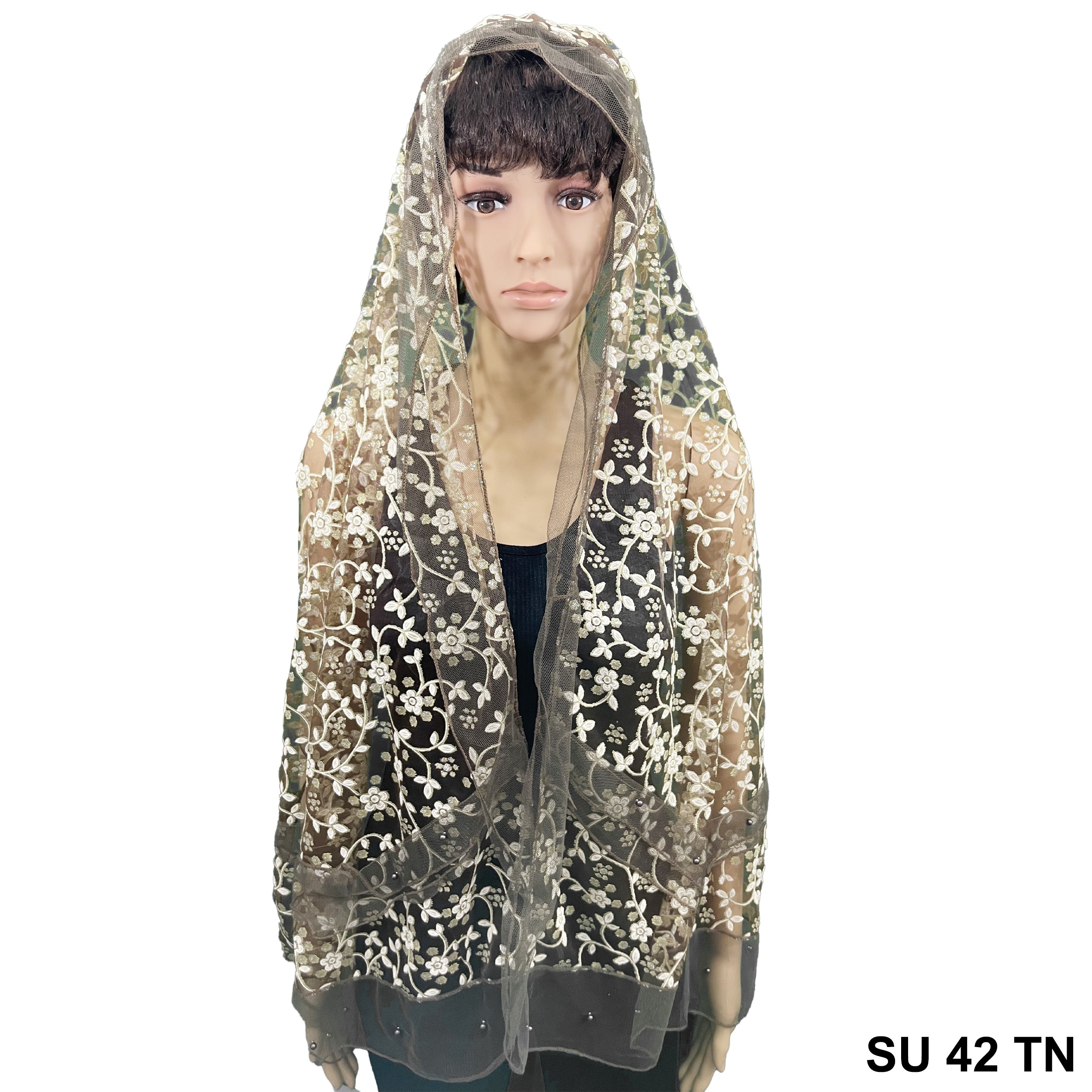 Lace Scarf With Pearls SU 42 TN