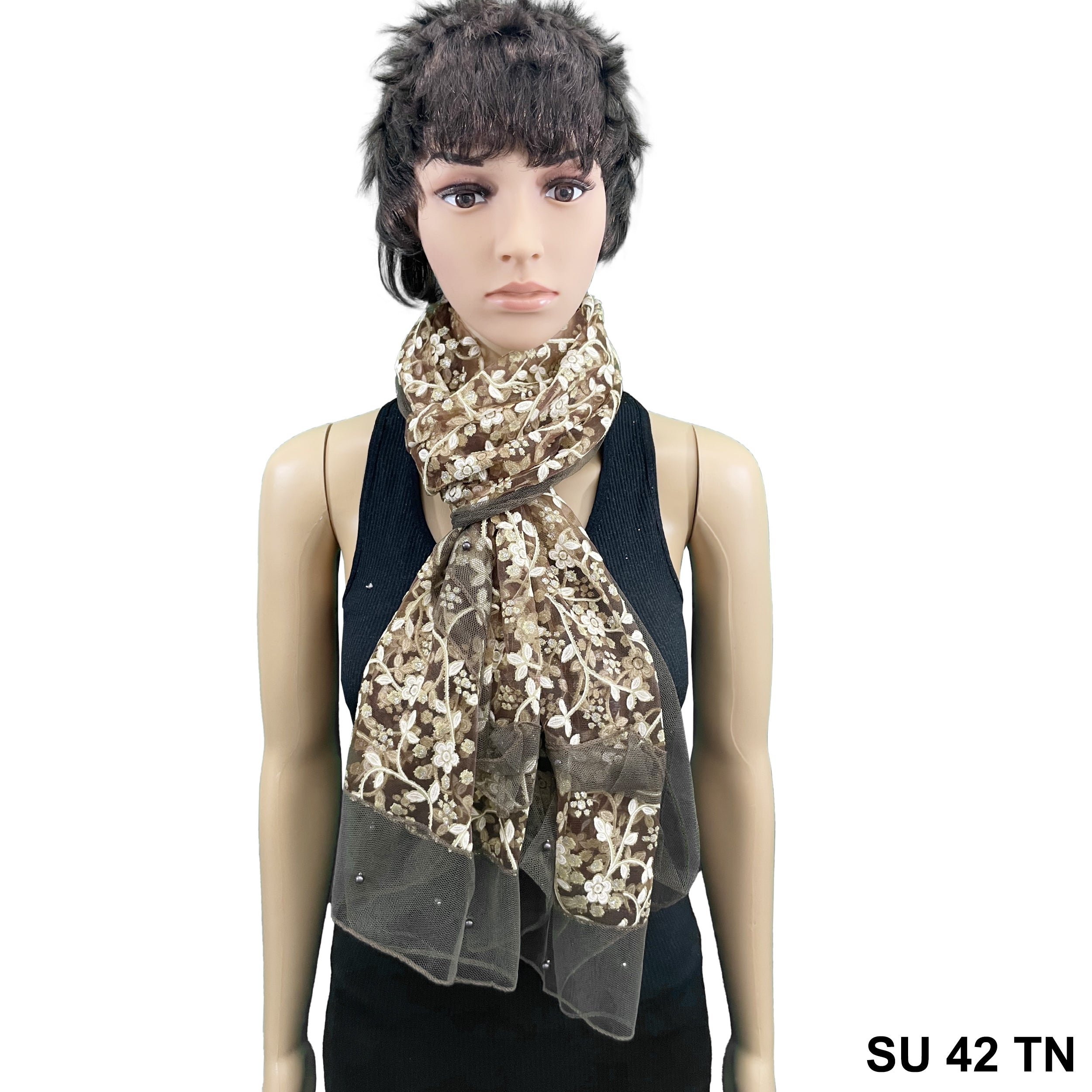 Lace Scarf With Pearls SU 42 TN