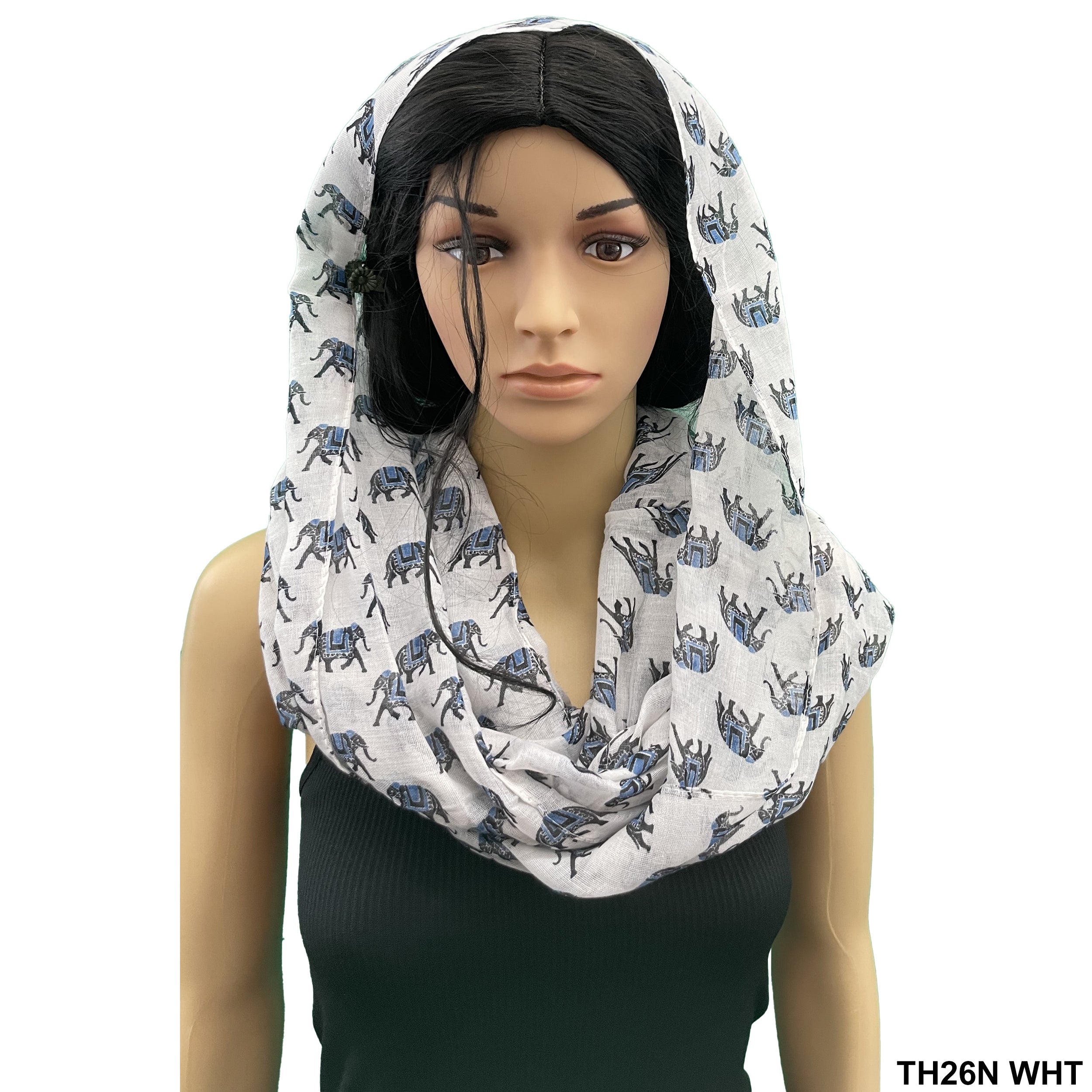 Elephant Infinity Summer Scarf TH26N WHT