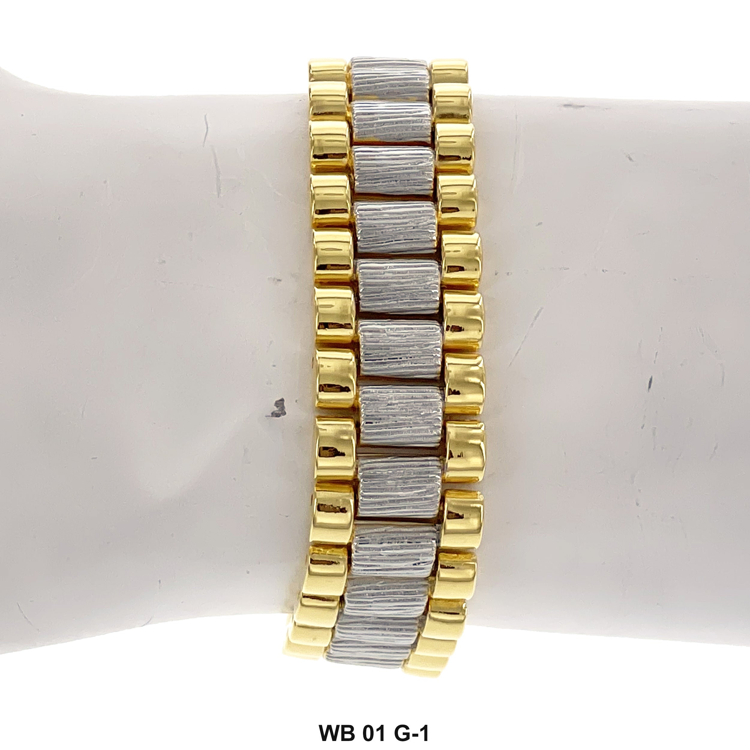 15 MM 2- Tone Alloy Watch Bracelet WB 01 G -1