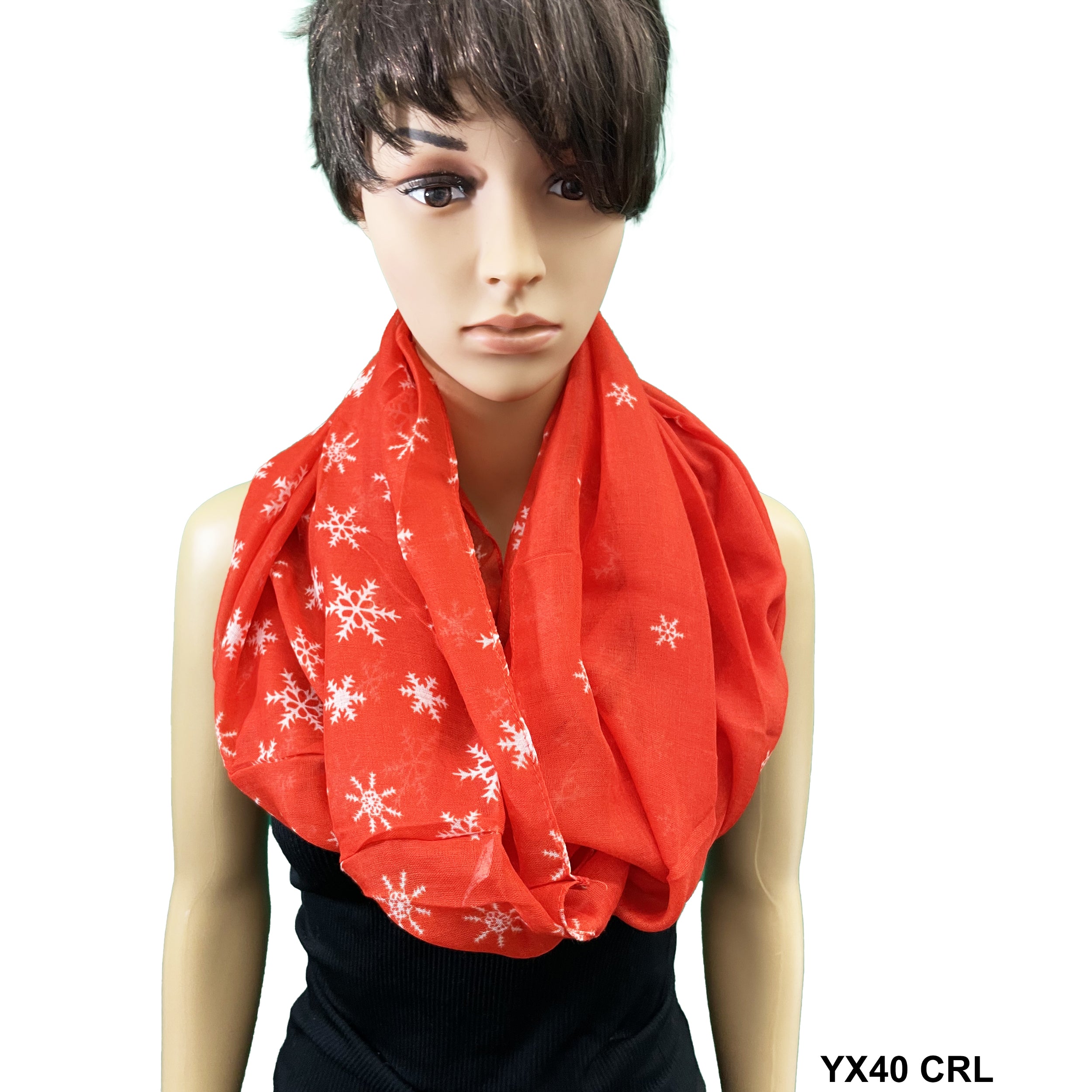 Polyester Infinity Snowflakes Scarf YX40 CRL