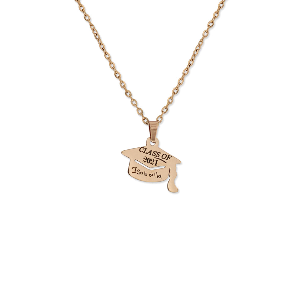 Engraved Graduation Cap Pendant Necklace KCL 10