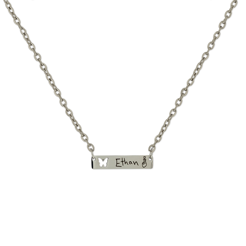 Personalized Name Bar with Butterfly Cut Out Necklace KCL 3