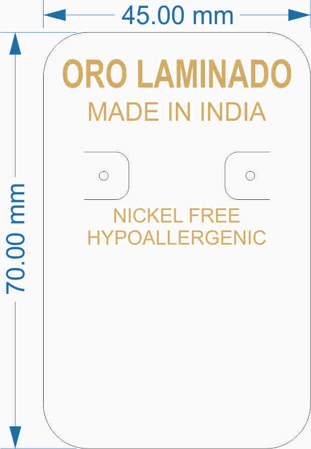 Oro Laminado Made In India Empaque Tarjeta PC 8 IN