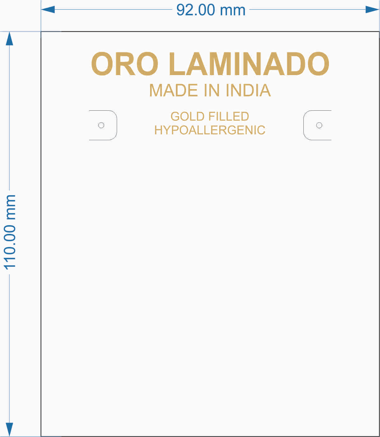 Oro Laminado Made In India Empaque Tarjeta PC 12 IN