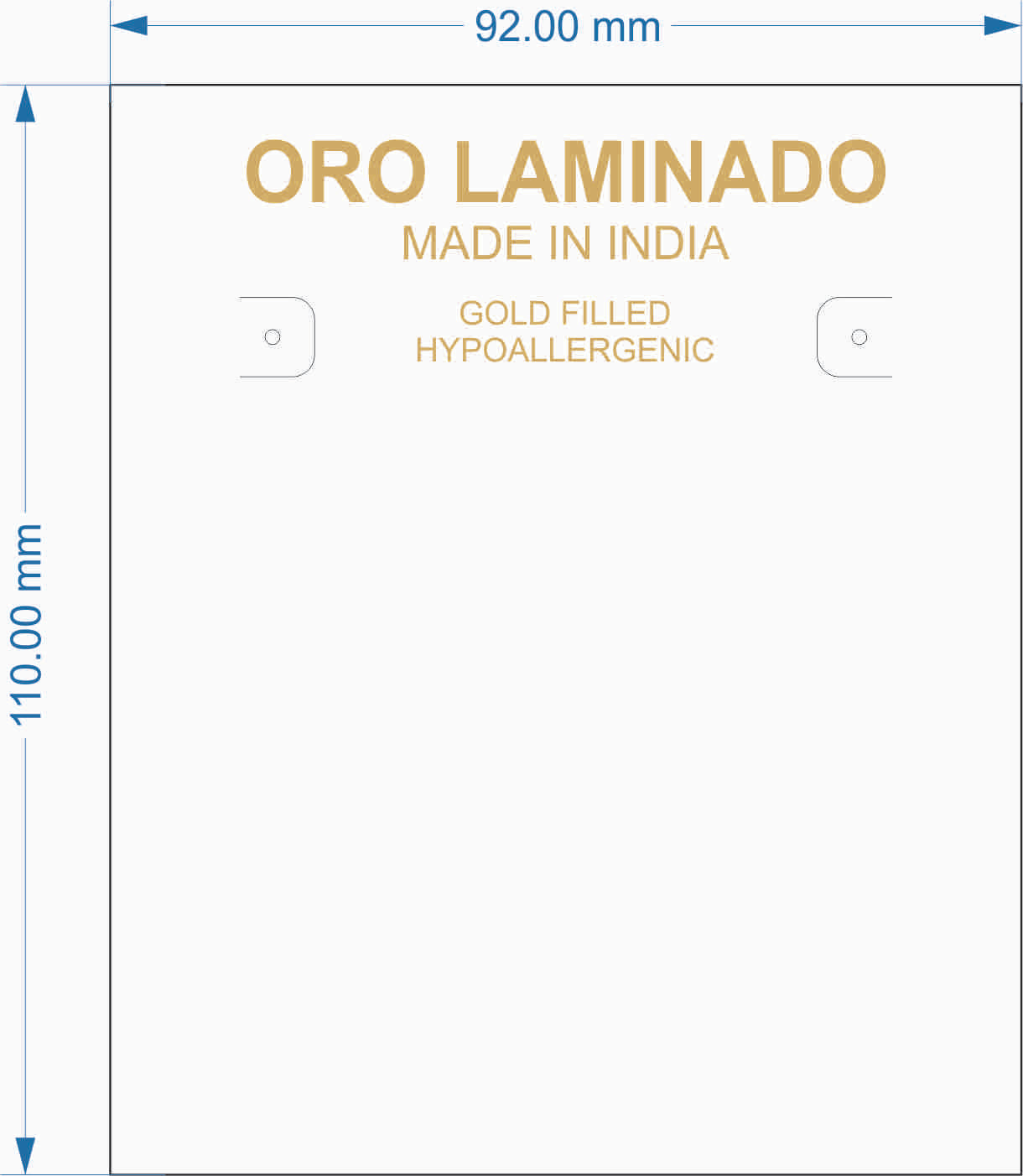 Oro Laminado Made In India Packing Card PC 12 IN