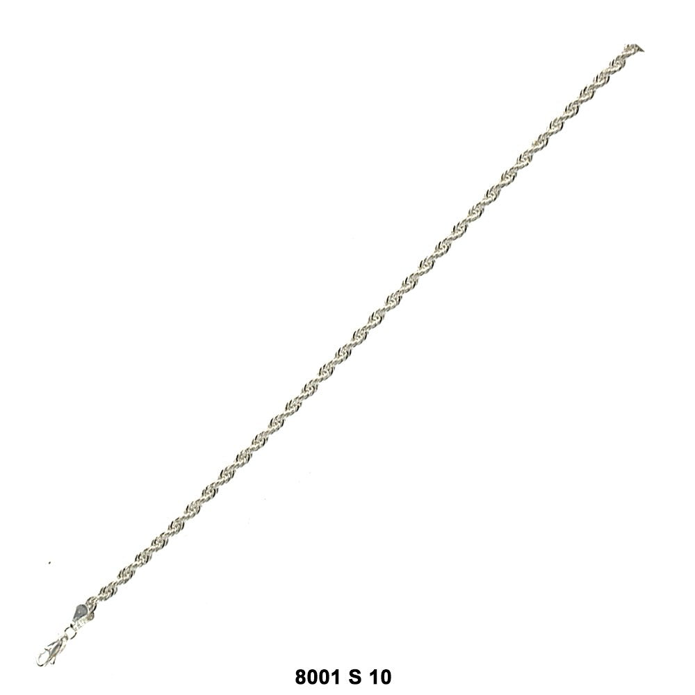 4 MM Rope Anklet 8001 S 10"