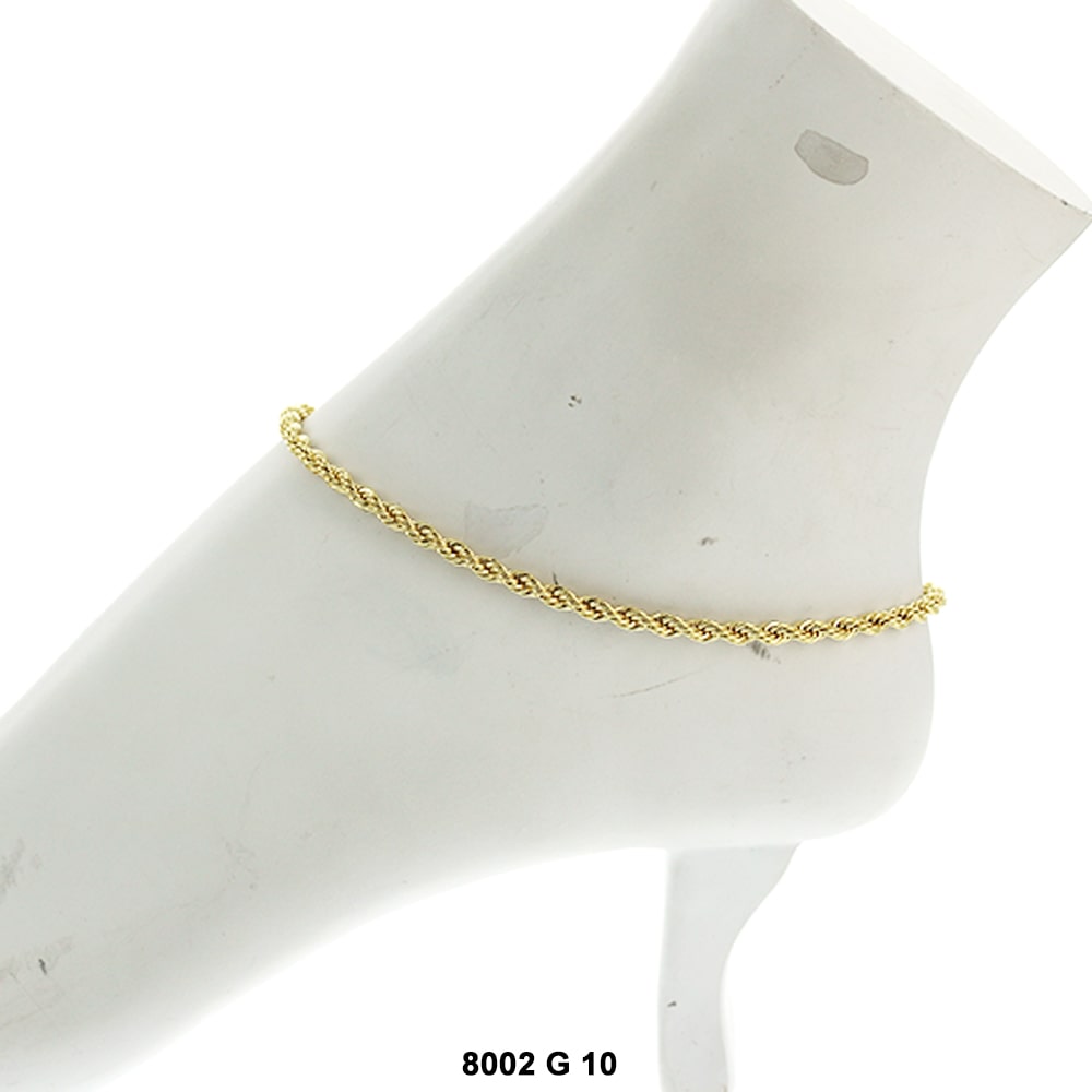 3.5 MM Rope Anklet 8002 10"