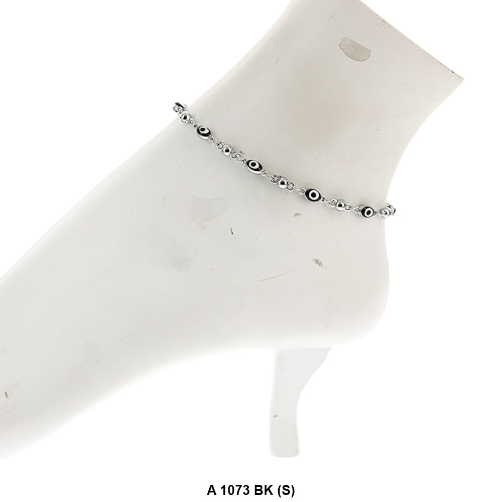 Oval Evil Eye Anklet Black A 1073 BK (S)