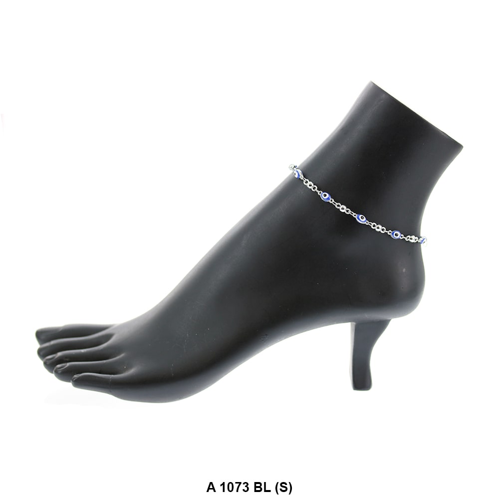 Oval Evil Eye Anklet Blue A 1073 BL (S)