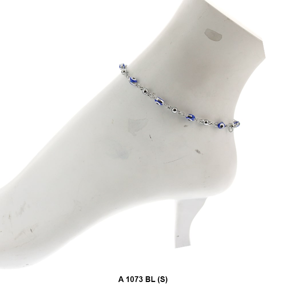 Oval Evil Eye Anklet Blue A 1073 BL (S)