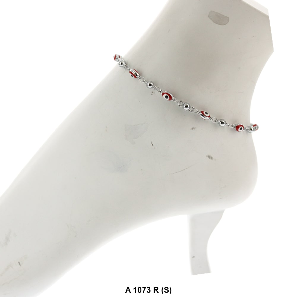 Oval Evil Eye Beads Anklet A 1073 R (S)