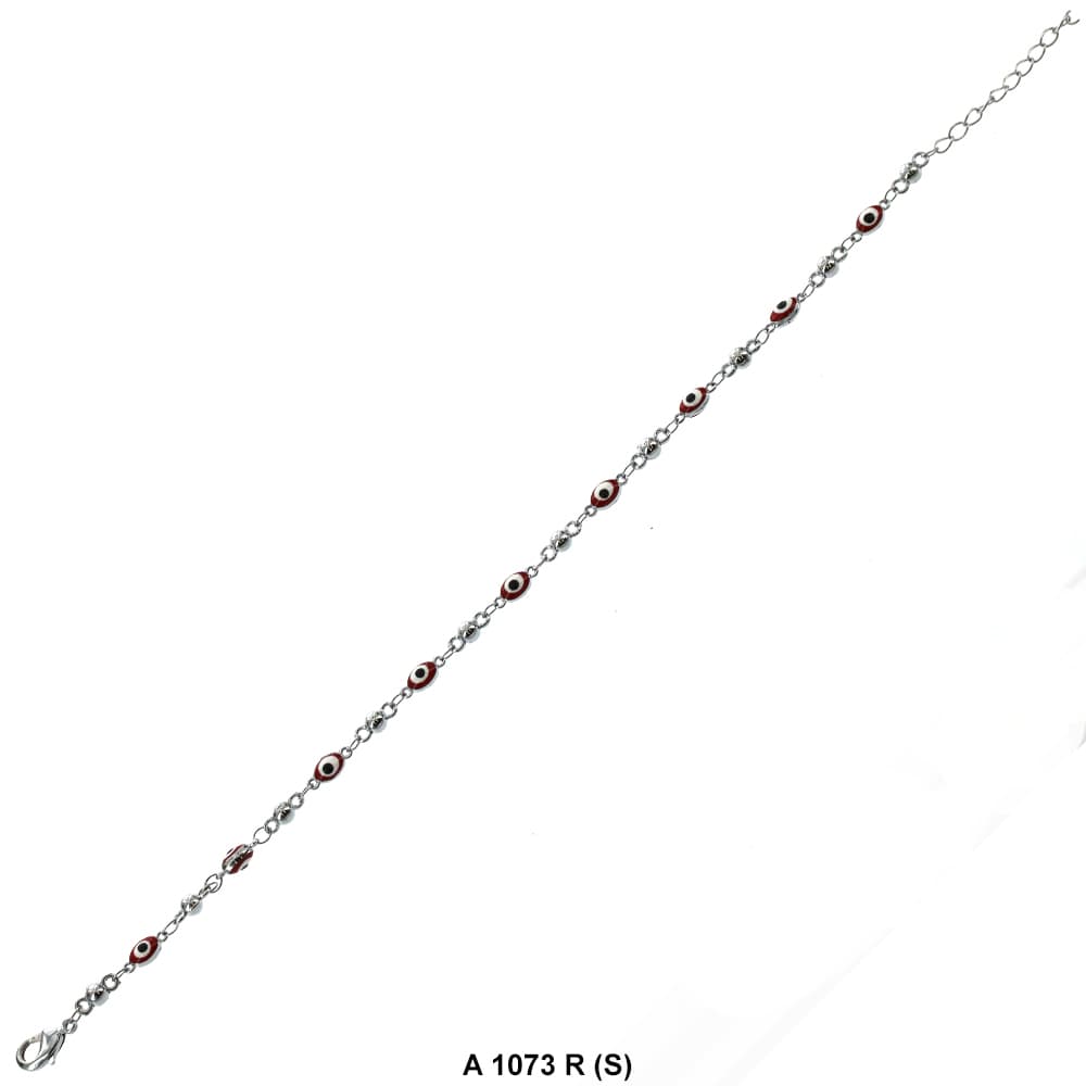 Oval Evil Eye Beads Anklet A 1073 R (S)