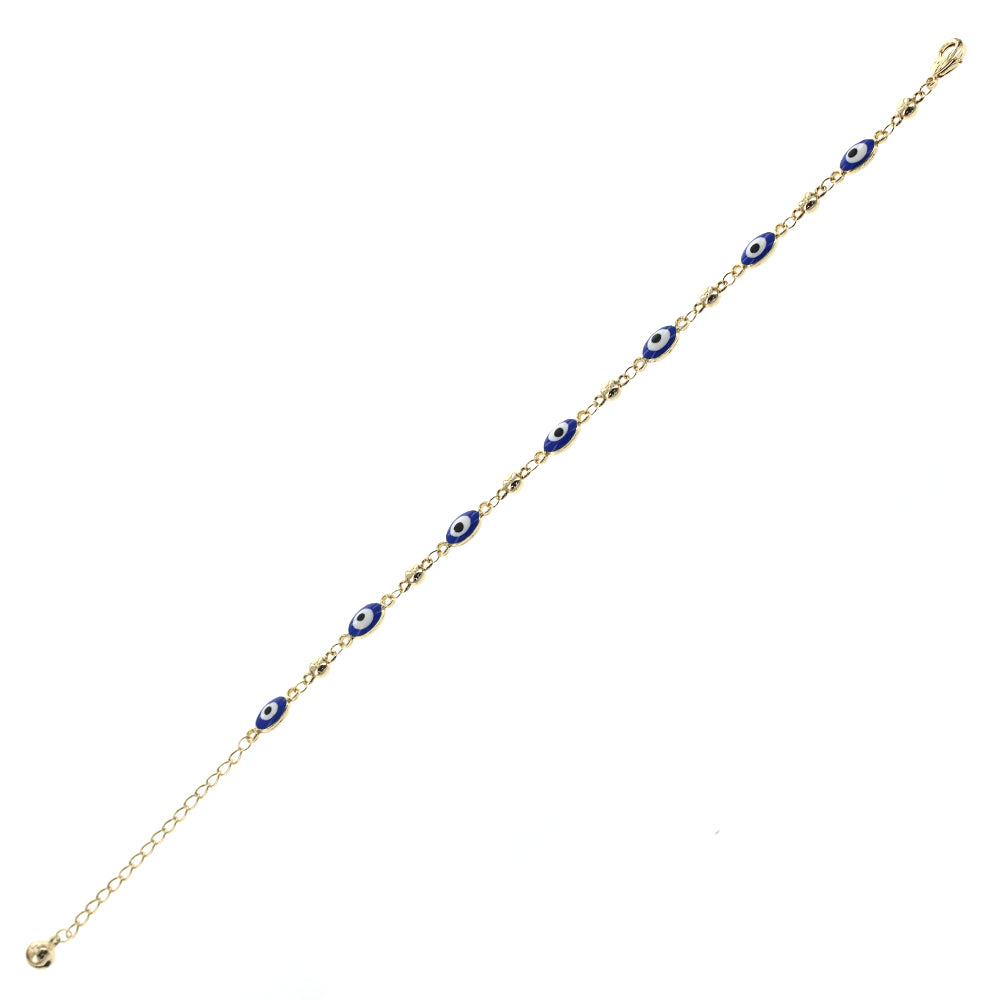 Oval Evil Eye Anklet Blue A 1074 BL