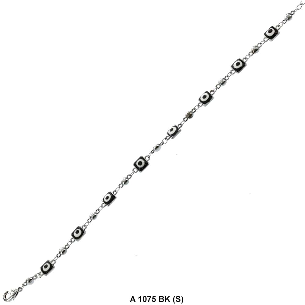 Square Evil Eye Beads Anklet A 1075 BK (S)