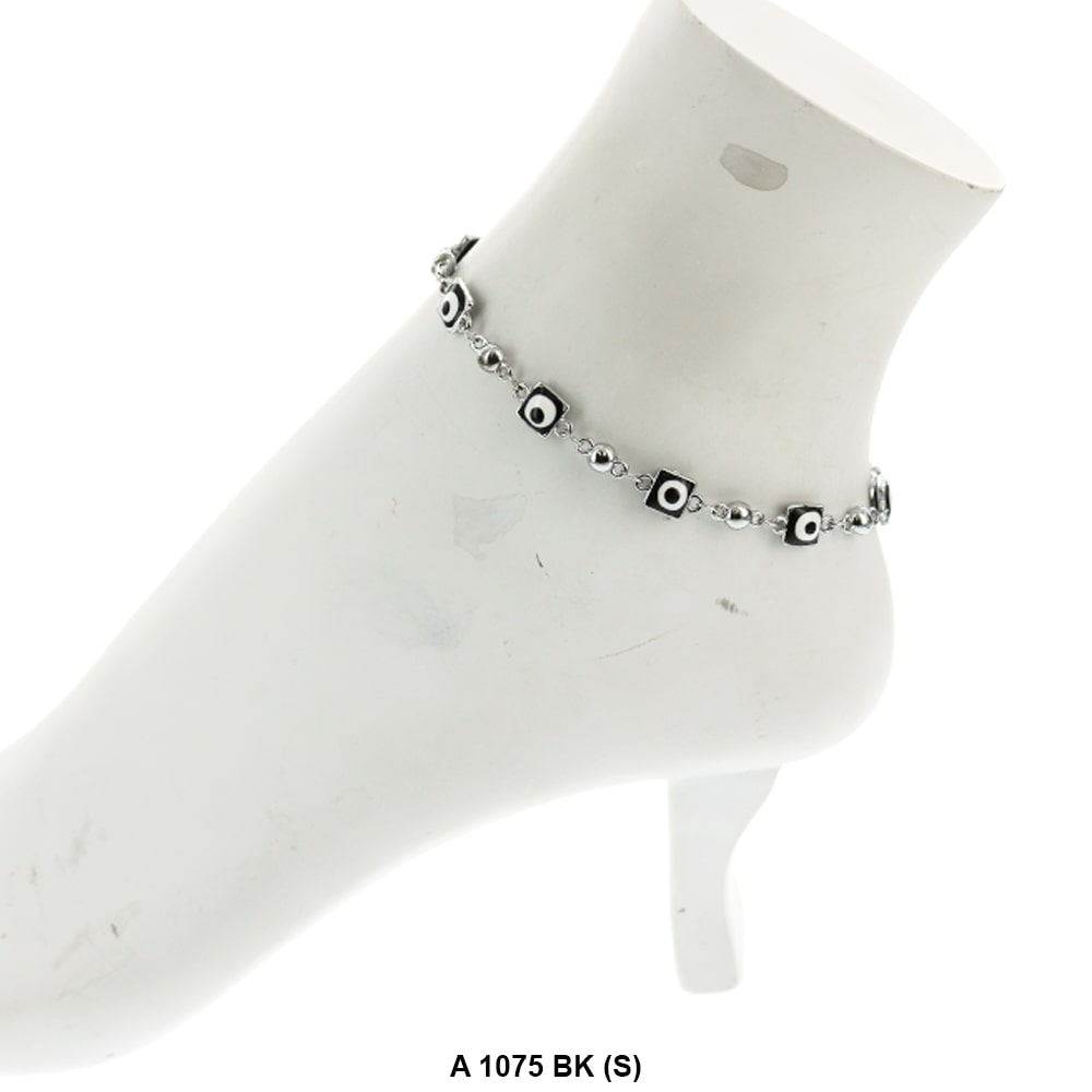 Square Evil Eye Beads Anklet A 1075 BK (S)