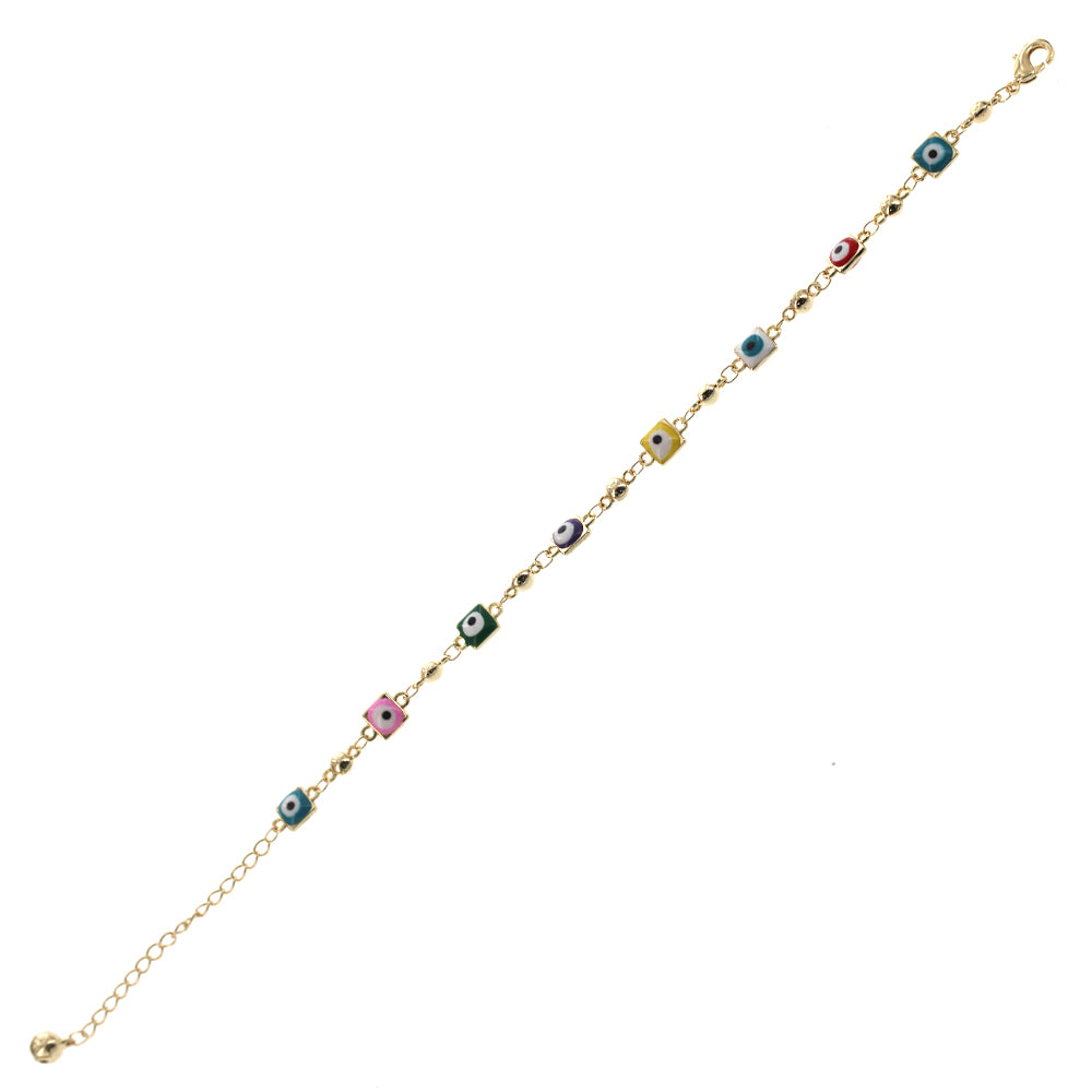 Square Evil Eye Anklet Multi A 1075 M