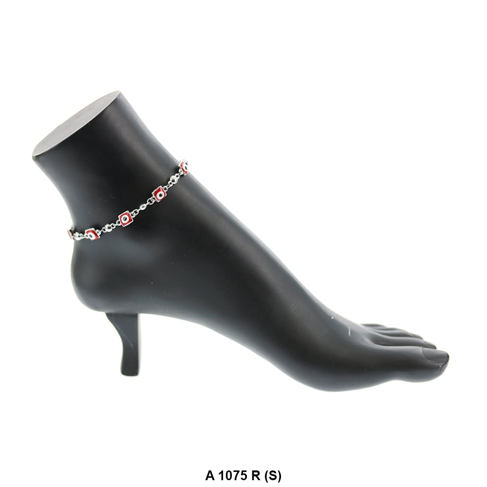 Square Evil Eye Anklet Red A 1075 R (S)