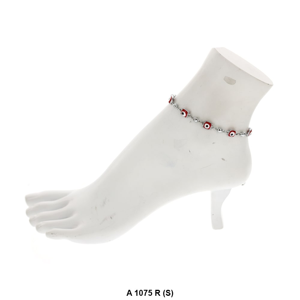 Square Evil Eye Anklet Red A 1075 R (S)