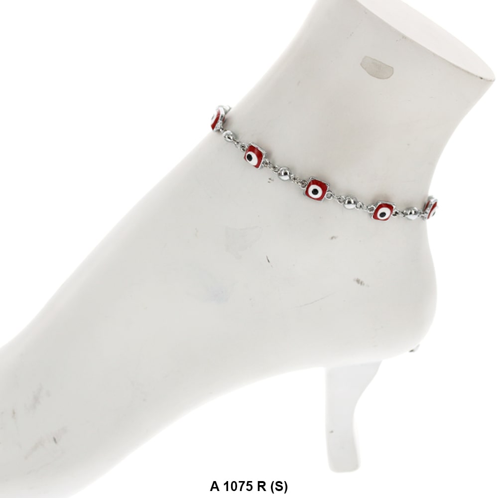 Square Evil Eye Anklet Red A 1075 R (S)