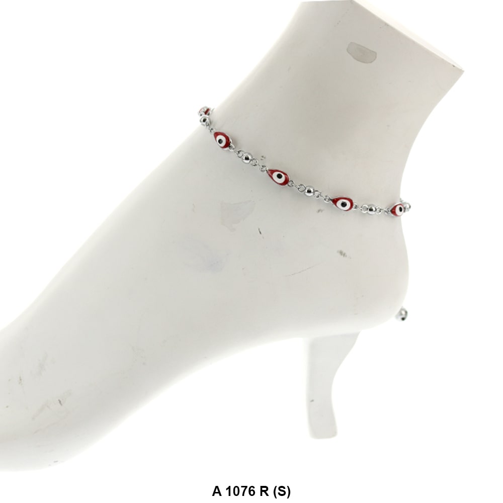 Tear Drop Evil Eye Anklet Red A 1076 R (S)