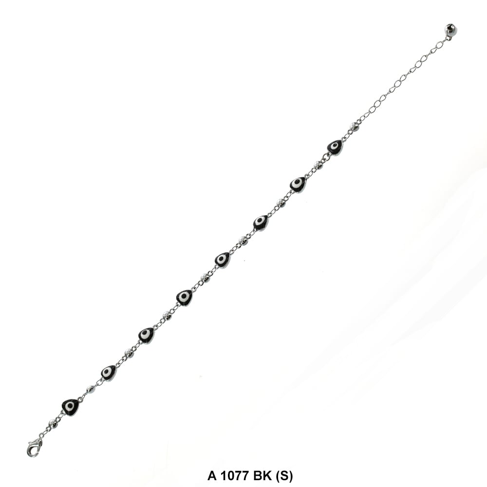 Heart Evil Eye Anklet Black A 1077 BK (S)