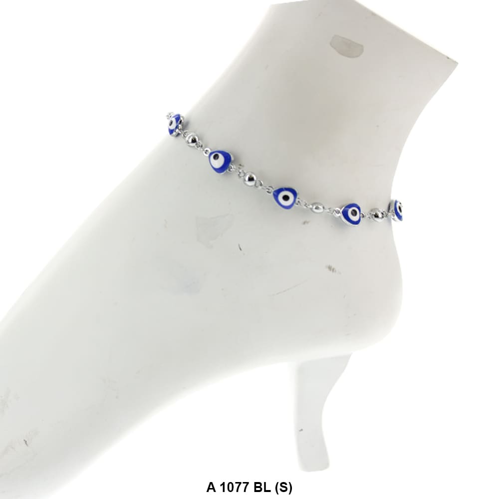 Heart Evil Eye Beads Anklet A 1077 BL (S)