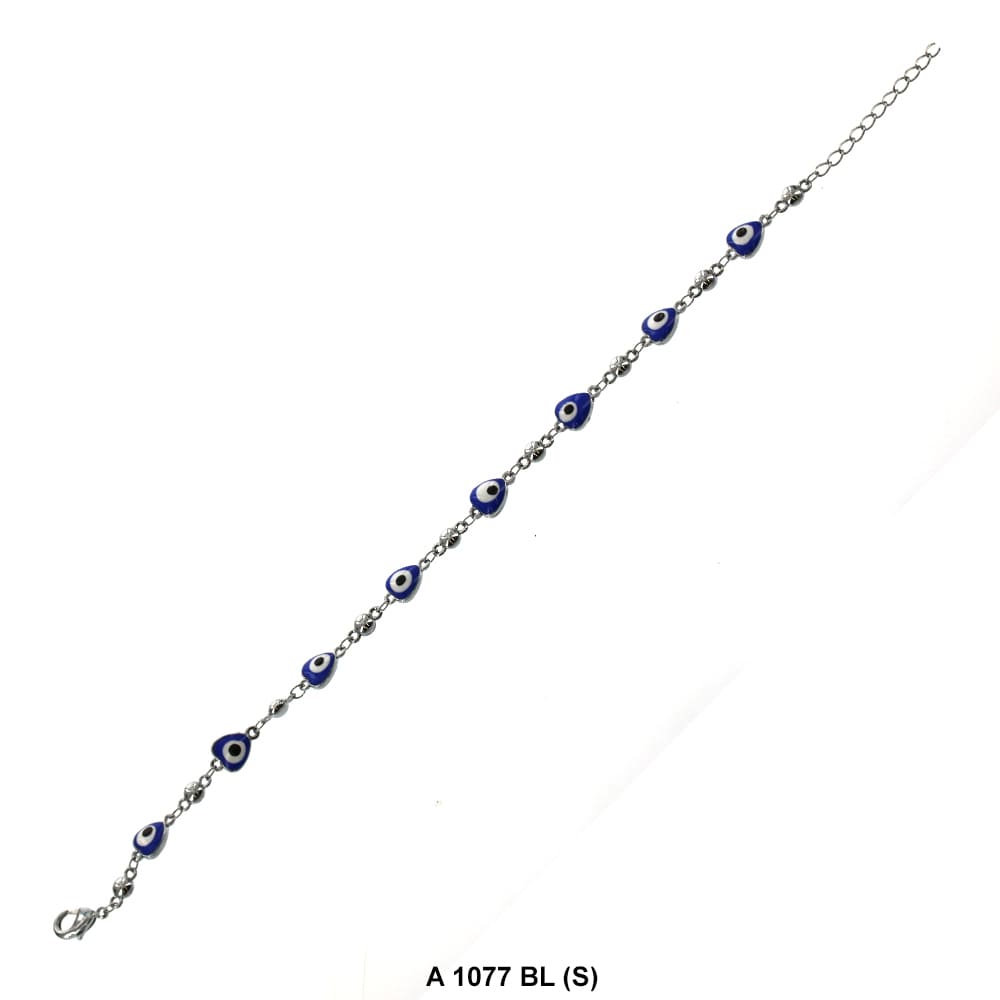 Heart Evil Eye Beads Anklet A 1077 BL (S)