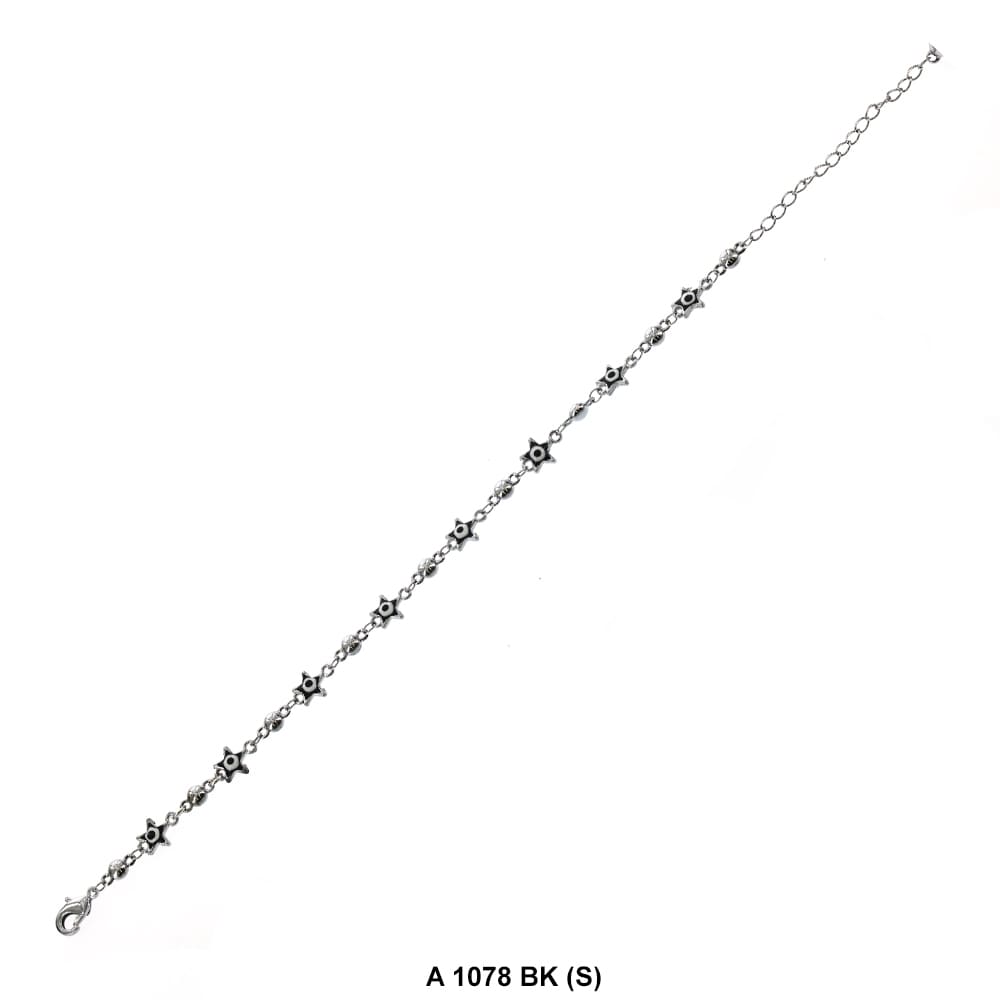 Star Evil Eye Beads Anklet A 1078 BK (S)