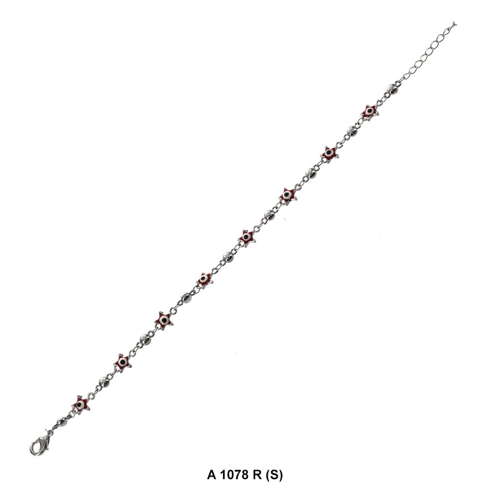 Star Evil Eye Beads Anklet A 1078 R (S)