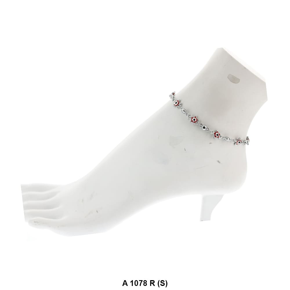 Star Evil Eye Beads Anklet A 1078 R (S)