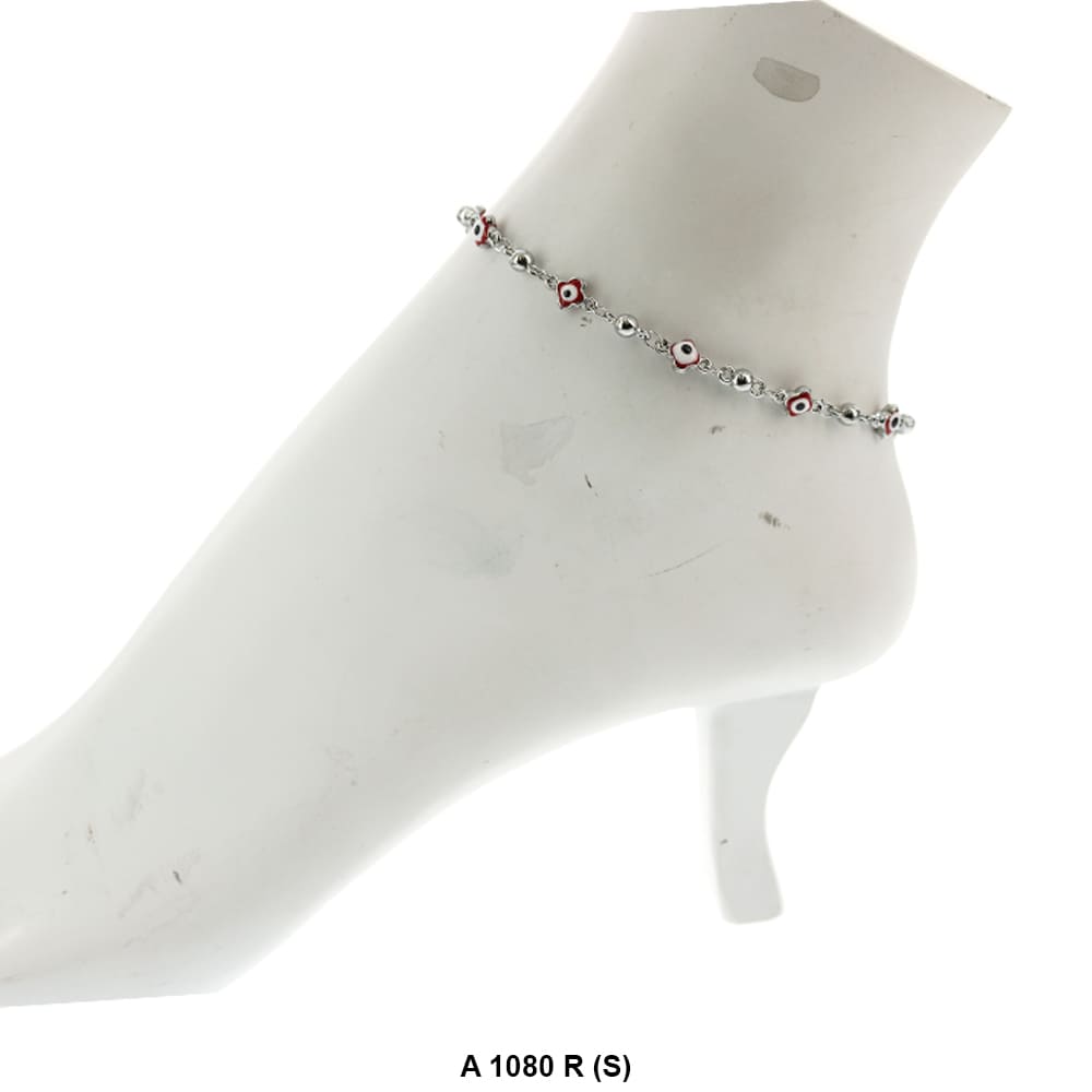 Round Flower Evil Eye Anklet Red A 1080 R (S)