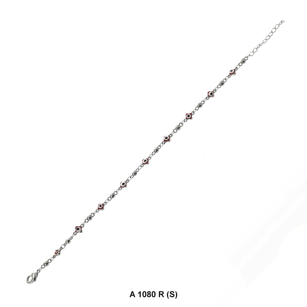 Round Flower Evil Eye Anklet Red A 1080 R (S)