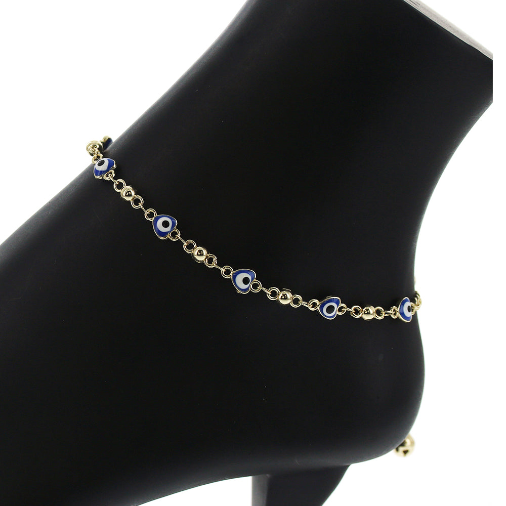 Heart Evil Eye Anklet BLue A 1082 BL