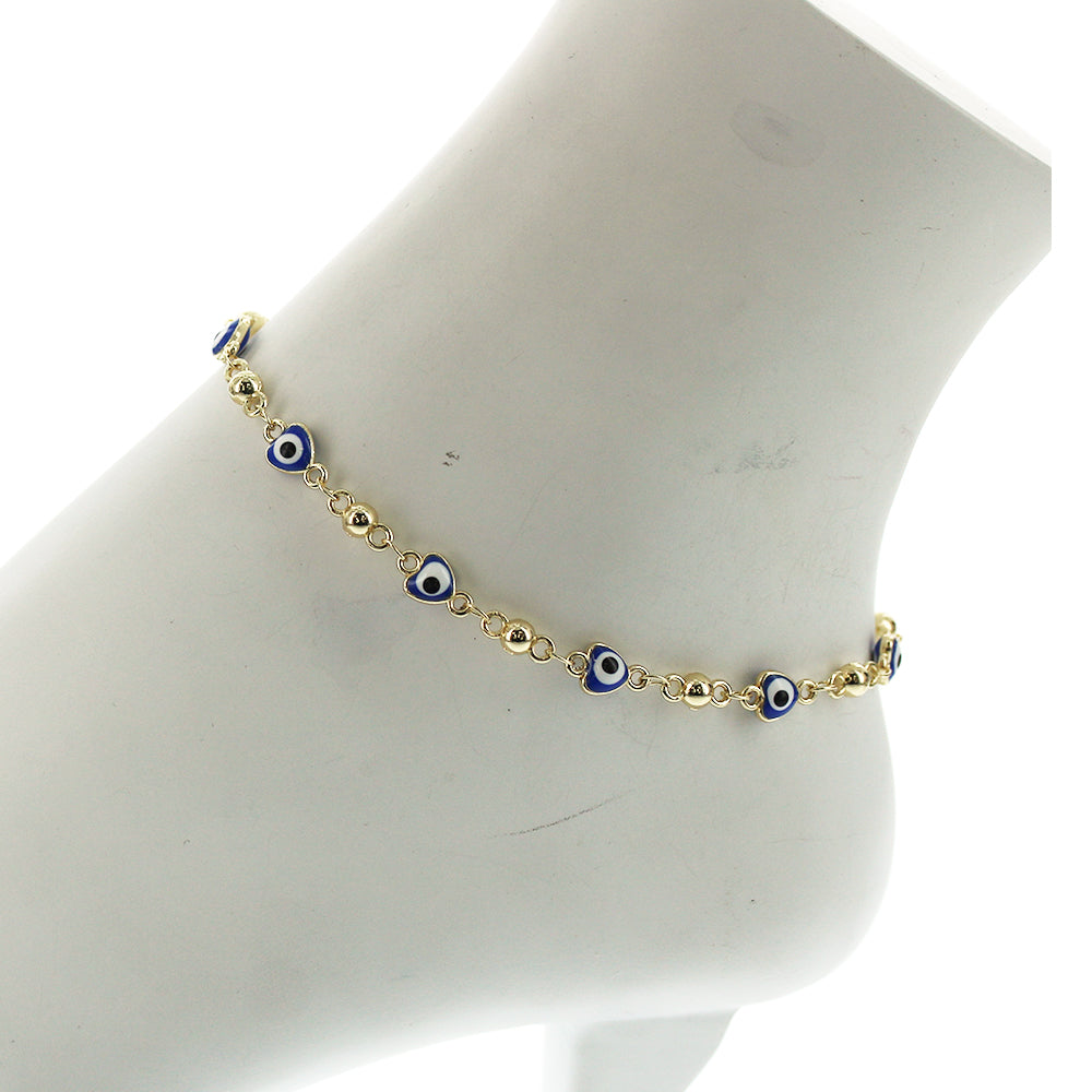 Heart Evil Eye Anklet BLue A 1082 BL