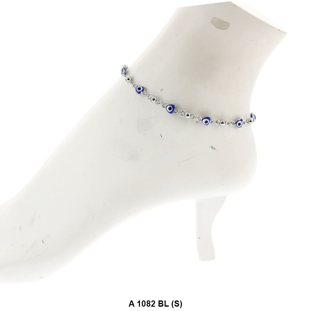 Heart Evil Eye Anklet Blue A 1082 BL (S)