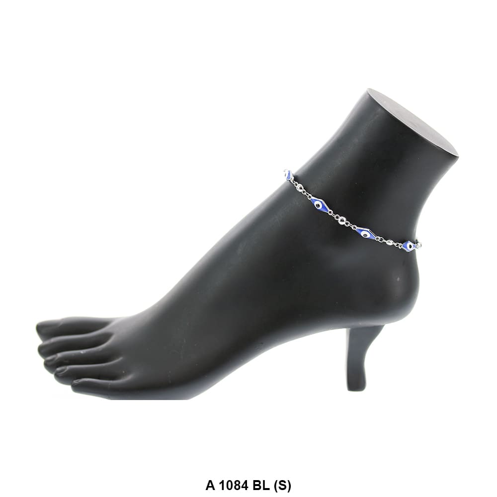 Long Diamond Evil Eye Anklet Blue A 1084 BL (S)