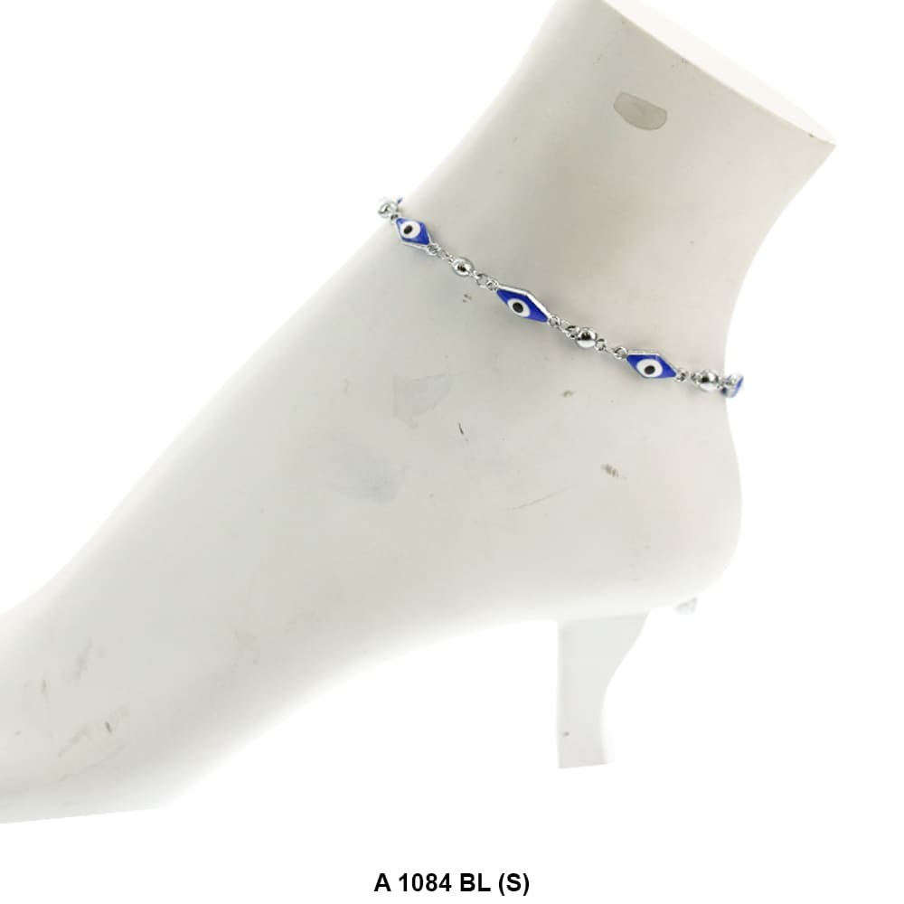 Long Diamond Evil Eye Anklet Blue A 1084 BL (S)