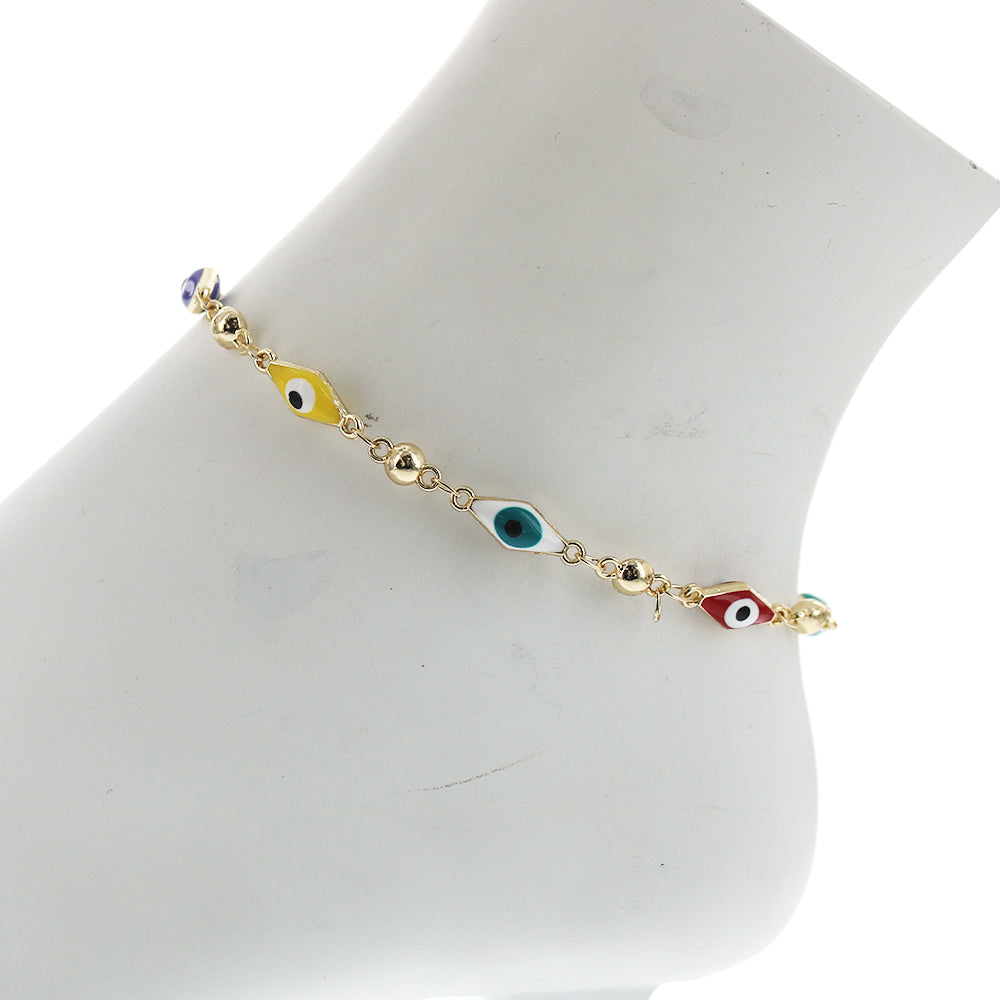 Long Diamond Evil Eye Anklet Multi A 1084 M