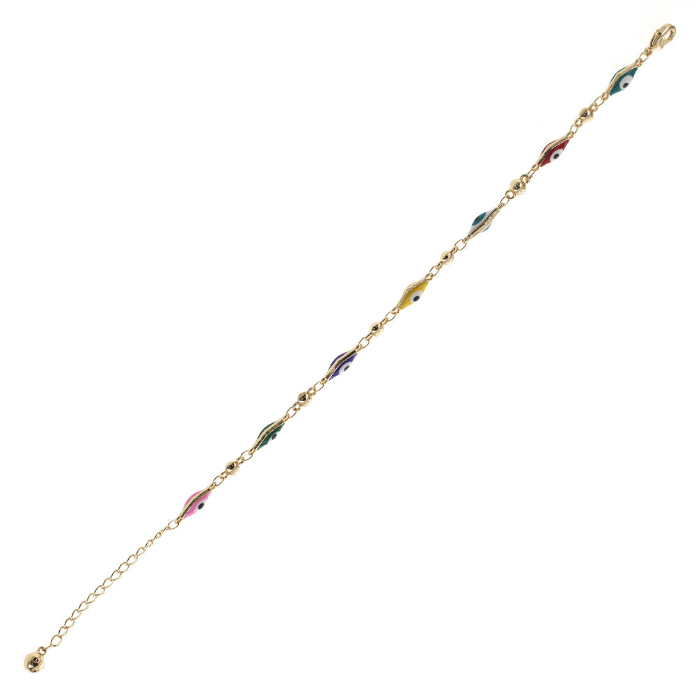 Long Diamond Evil Eye Anklet Multi A 1084 M