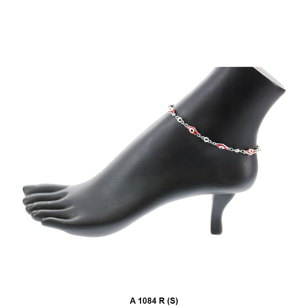 Long Diamond Evil Eye Anklet Red A 1084 R (S)