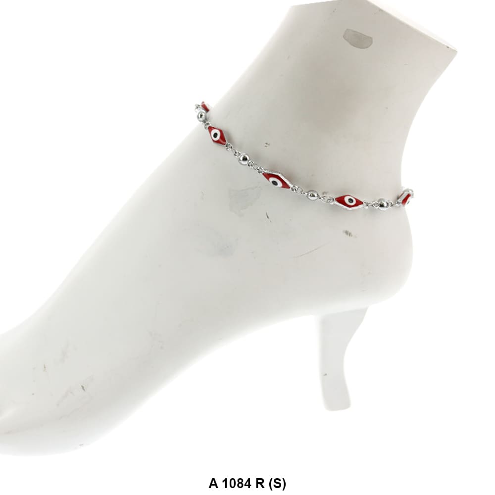 Long Diamond Evil Eye Anklet Red A 1084 R (S)